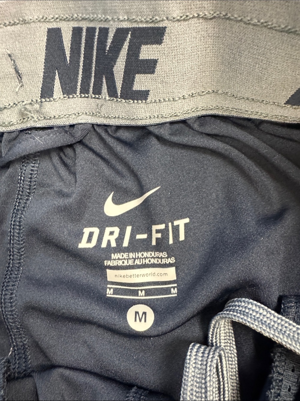 Nike Men's Athletic Shorts Navy Blue with Silver Swoosh - Picture 2 of 3